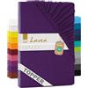 Lavea® Lenzuolo con Angoli Singolo 90x200 cm - Jersey 100% Cotone - Per Materassi Topper fino a 12 cm - Con Elastico Tutto Intorno - Certificato OEKO-TEX - Viola Scuro
