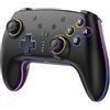 GEEKHAVE Controller Wireless per Switch/Switch 2/Lite/OLED/PC, Controllore Switch Pro con illuminazione RGB 7 Colori Cangianti/Grilletto Effect Hall/Doppia Vibrazione/Turbo, Joystick Ergonomico Preciso