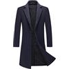 MODFUL Cappotto Trench lungo da uomo in lana, imbottito, lunghezza al ginocchio, caldo, soprabito casual, peacoat, vestibilità slim, capospalla, Nero , L