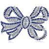 Bling Jewelry Inverno Matrimonio Grande Vacanza Blu Reale Bianco Scintillante Cristallo Pave Moda Nuziale Grande Dichiarazione Filigrana Nastro Arco Sciarpa Spilla Pin Per Donne Argento Placcato