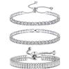 JeweBella 3PCS Bracciale Tennis Argento per Donna, Regolabile in Zirconi, Set Cristalli Classici Diamanti Regalo di Gioielli per Fidanzata, Madre, Amica