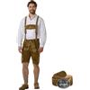 dressforfun, Pantaloni Corti in Pelle Uomo, Lederhosen Oktoberfest, Costume Bavarese, Pelle Bovina Resistente, con Bretelle e Cintura, Ricami Tradizionali, Bottoni Osso, Trachten - Verde Oliva, 56