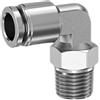 CNCTEC Raccordo a innesto pneumatico 1/4 su 8 mm IQS in acciaio inox V2A, angolo 90° connettore