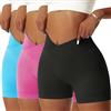 Litthing Pantaloncini Palestra Donna, Vita Alta Sportivi Shorts V Cross Scrunch Butt Push Up Yoga Opachi Leggins Corti per Yoga Allenamento Gym Fitness