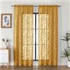 OVZME Tende trasparenti dorate, lunghe 213,4 cm, 2 pannelli, per soggiorno, motivo jacquard con clip, motivo a foglie, filtranti la luce, tende in voile semi velato, per camera da letto, ogni pannello