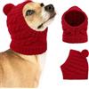 CITÉTOILE Cappello di Natale per Cani con Pompon, Morbido Cappello a Maglia a Trecce per Mascotte Festive, Animali Domestici, Rosso, L