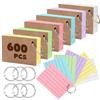 EOPUOZS 600 pezzi Flashcard, Schede indice A8 a Righe con Anello, Colori Intensi, Schede Indice di Qualità Premium per Appunti per Ufficio, Scuola, Casa Studio Appunti
