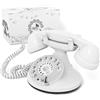 Opis Technology OPIS FunkyFon cable: Telefono fisso casa vintage con disco, telefono antico per linea fissa, stile retrò classico Bianco