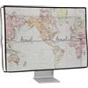 kwmobile Custodia Monitor Compatibile con 20-22 Monitor Monitor - Copri Schermo PC - Copertura Antipolvere PC in Lino - Mappa del Mondo