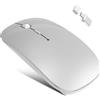 Azmall Mouse Wireless Bluetooth 5.2/3.0 + 2.4G USB-A/C - Ricaricabile USB-C, Click Silenzioso, 3 DPI (800/1200/1600), Jiggler Integrato - per iPad, MacBook, Laptop e PC Windows