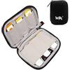 BOJLY Custodia per chiavette USB, Mini Borsa Accessori in Nylon Resistente con 6 Scomparti per Scheda SD, Chiave USB, Cavo per Auricolare e Disco Rigido Esterno, Nero