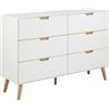 AC Design Furniture Rasmus - Cassettiera con 6 cassetti, con struttura in legno di quercia laccata con chiusura morbida, 135 x 40 x 90 cm