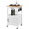 Yaheetech Carrello Cucina Bianco con Ruote di Servizio Credenza Mobile Portavivande a 2 Ripiani per Microonde Struttura in Legno e Metallo Moderno 55 x 45 x 89 cm