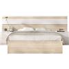 DEKIT GRUPO RIMOBEL NIZA - Set di testiera con due comodini a due cassetti e cornice letto 135/140X190 - NATURALE/BIANCO - 96 x 248 x 195.4