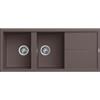Elleci Unico 500 LKU50087 Lavello 2 vasche con gocciolatoio Reversibile Sopratop 116 x 50 cm finitura Keratek Cocoa 87