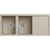 Elleci Unico 500 LKU50095 Lavello 2 vasche con gocciolatoio Reversibile Sopratop 116 x 50 cm finitura Keratek Champagne 95