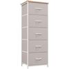 Somdot Cassettiera Camera da Letto in Tessuto, Mobiletto Salvaspazio, Settimino per Soggiorno, Studio, Cameretta, Ingresso, 30P x 42l x 114,5H (5 Cassetti), Grigio Cenere