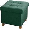 BRIAN & DANY Pouf Cubo Poggiapiedi Sgabello Contenitore Cassapanca Pieghevole 38 x 38 x 40 cm, Verde Scuro