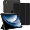 FINTIE Custodia per iPad Pro 11 Pollici (M5 2025 / M4 2024) con Portapenna - Sottile Leggero Cover Posteriore Opaca Traslucida Cover in Morbido TPU con Auto Sveglia/Sonno, Nero