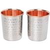 ANCIENTIMPEX Set di 2 bicchieri in acciaio inox martellato esterno e interno in puro rame per benefici per la salute dell'Ayurveda Capacità 250 ml