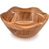 Mahasu Fruttiera in legno di acacia con volant, decorazione decorativa per la casa per tavolo da pranzo, adatta per pane, frutta, insalata o popcorn (22,9 x 22,9 x 10,2 cm)