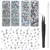 jwogngls 6600 pezzi di strass hotfix, 12 misure, strass trasparenti trasparenti rotondi per vestiti, artigianato mescolato con kit di pinzette