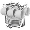 AlexandreHouse SET 6 TAZAS CAFE C/PLATO CERAM ICA BLANCA C/SOPORTE METAL NEG