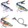 Lynqvor Esche Artificiali Spinning Lenza da Pesca Mare - 3 Multisezione, 30 Fili di Acciaio - Esche Dure Realistiche per Pesca in Mare e Acqua Dolce, Pescatori