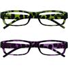 OPULIZE Verde E Viola Tartaruga Leggero Lettori Valore 2 Pacco Uomo Donna Rr32-65 +3,50-58 Gr