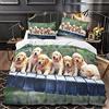Generic Copripiumino Matrimoniale Cucciolo Carino Traspirante in Microfibra Set di Biancheria da Letto Golden Retriever con Cerniera 3D Copripiumino 240x220 e 2 Federe b-6606