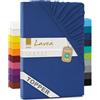 Lavea® Lenzuolo con Angoli Singolo 90x200 cm - Jersey 100% Cotone - Per Materassi Topper fino a 12 cm - Con Elastico Tutto Intorno - Certificato OEKO-TEX - Blu royal