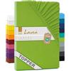 Lavea® Lenzuolo con Angoli Matrimoniale 180x200 cm - Jersey 100% Cotone - Per Materassi Topper fino a 12 cm - Con Elastico Tutto Intorno - Certificato OEKO-TEX - Verde Mela