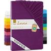 Lavea® Lenzuolo con Angoli Singolo 90x200 cm - Jersey 100% Cotone - Per Materassi Topper fino a 12 cm - Con Elastico Tutto Intorno - Certificato OEKO-TEX - Lilla