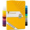 Lavea® Lenzuolo con Angoli Singolo 90x200 cm - Jersey 100% Cotone - Per Materassi Topper fino a 12 cm - Con Elastico Tutto Intorno - Certificato OEKO-TEX - Giallo Oro