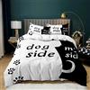 BUCROS Copripiumino bianco e nero animale cane 280x260 CM Set copripiumino matrimoniale king size in microfibra, 3 pezzi Camera da letto per bambini con stampa digitale 3D