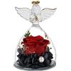 Generic stabilizzato, Angelo rosa stabilizzato realizzato con naturale di rosa per sempre, statuetta di angelo in vetro rosa - Angelo con rosa carina per regalo di ringraziamento di nozze, regalo