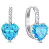 Starchenie Orecchini Donna Sterlina Argento 925 Cuore Blu Zirconi Pietra Portafortuna Orecchini Compleanno Gioielli