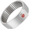 EnerMagiX Braccialetto medico per uomo donna ID braccialetto elastico in acciaio inox personalizzato (dettagli in sezione sollevabile, tessera medica personalizzata + strisce libere), Misura unica,