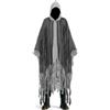 Superum Cappa fantasma di Halloween per adulti e bambini, 90 cm/120 cm/155 cm Spaventosa cappa fantasma, cappai di Halloween con cappuccio Halloweeni Uomo Donna Mietitore Costume spettrale Festa di carnevale
