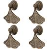 MOROBOR Maniglie a forma di foglia di Ginkgo, 4 pezzi, maniglia a goccia con pendente, maniglia per cassetti con foro singolo per armadio, guardaroba, armadi (Bronzo Giallo)