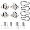 HOMPER 4 pezzi M5 304 in acciaio inox Oblunga Pad Eye Plate e 4 clip moschettone, clip per fissaggio a graffetta per hardware marino con 16 viti e tappi in plastica