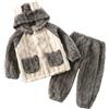 Générique Bambino Ragazzi Ragazze Pigiama Set 2 Pezzi Abiti Inverno Caldo Spessore Morbido Pile Felpe Felpa Cappotti Bottoni Pantaloni Jogger Elastici Biancheria 1-10 Anni, 01- Grigio, 12 anni
