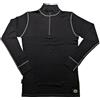 Goldtop Maglia termica da uomo in 100% pura lana merino, con cerniera e polsini con foro per il pollice, maglietta termica a maniche lunghe, Nero (cuciture grigie), M