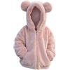 OBiQuzz Felpa in pile con cappuccio, cappotto di cotone, invernale, caldo, orecchie d'orso, graziose giacche fuzzy Shacket, Colore: rosa., 11-12 Jahre