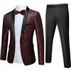 YFFUSHI Abito Jacquard Uomo 2 Pezzi 1 Bottone Risvolto Sciarpa Matrimonio Cerimonia Lusso Giacca Pantaloni Farfallino, Bianco, S