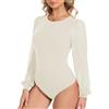 Joyshaper Corpo Donna Laterne Maniche Bodysuit Maniches Lunghe Elegante Collo Rotondo Body Chic Top Jumpsuit