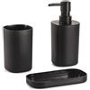 MSV Bad Accessoires - Dispenser per sapone, portasapone, 3 pezzi, colore: Nero opaco