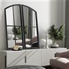 OUSHUAI Specchio ad arco nero, decorazione da parete per finestra, specchi da parete con telaio in ferro per ingresso, corridoio, soggiorno, camino. Confezione da 2 pezzi 66,4 x 33,4 cm