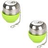 Fackelmann Facklemann 9909150 - Set di 2 palline da tè ovali con supporto, infusore per tè, infusore per tè, infusore di tisana, acciaio inossidabile, ABS, verde, 4 x 4,5 cm