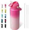 BJPKPK Bottiglia d'acqua con coperchio della cannuccia, thermos in acciaio inox per sport, viaggi, senza BPA, a prova di perdite, thermos, tazze, bottiglie, bicchieri,